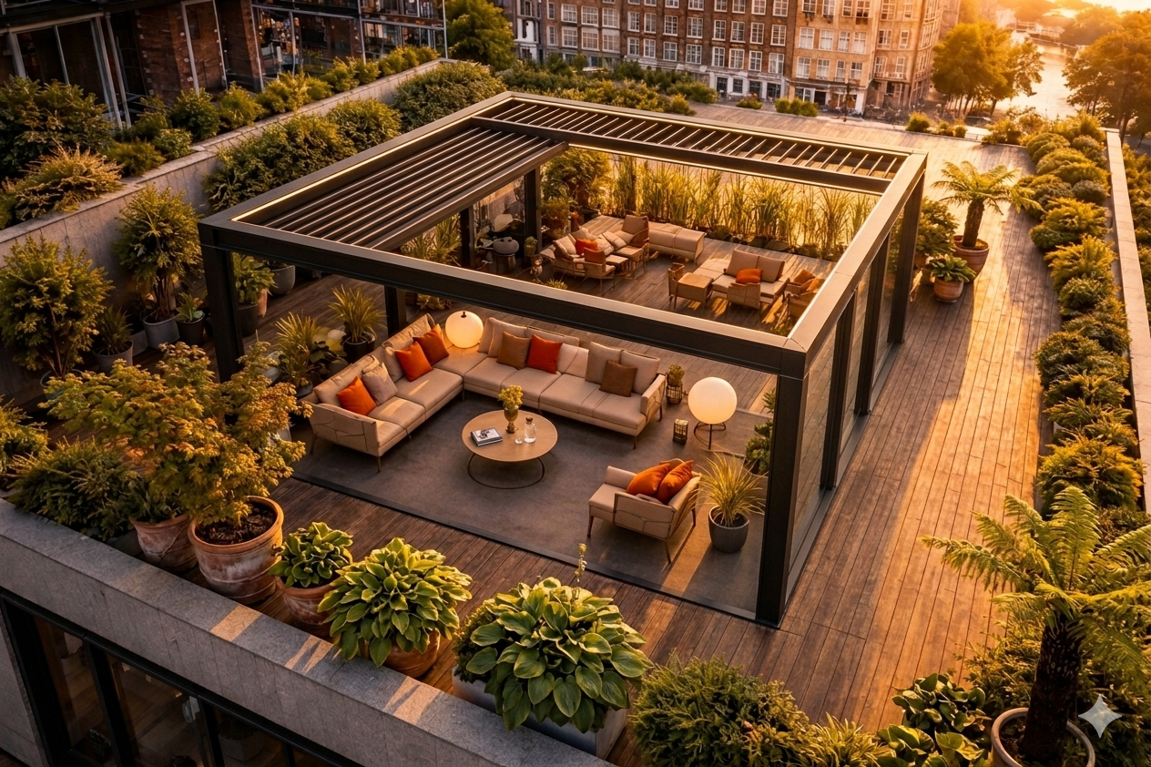retractable outdoor system for modern smart spaces